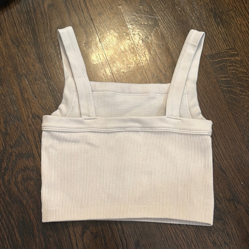 Women's Cream Ribbed Tank Top - Picture 3 of 3